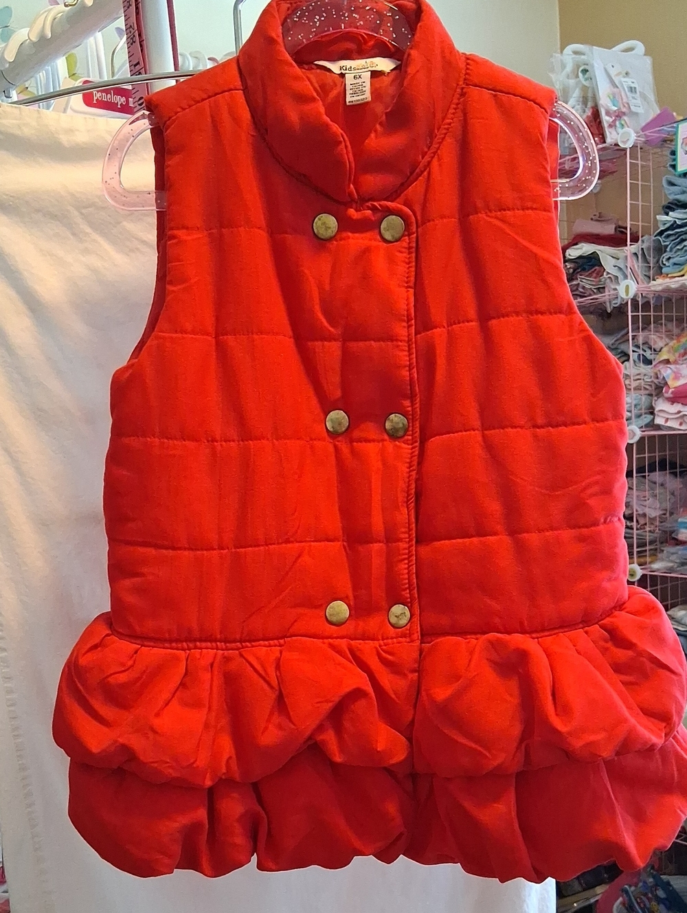 Kids Headquarters Bright Red Quilted Puffer Vest with Ruffle Hem